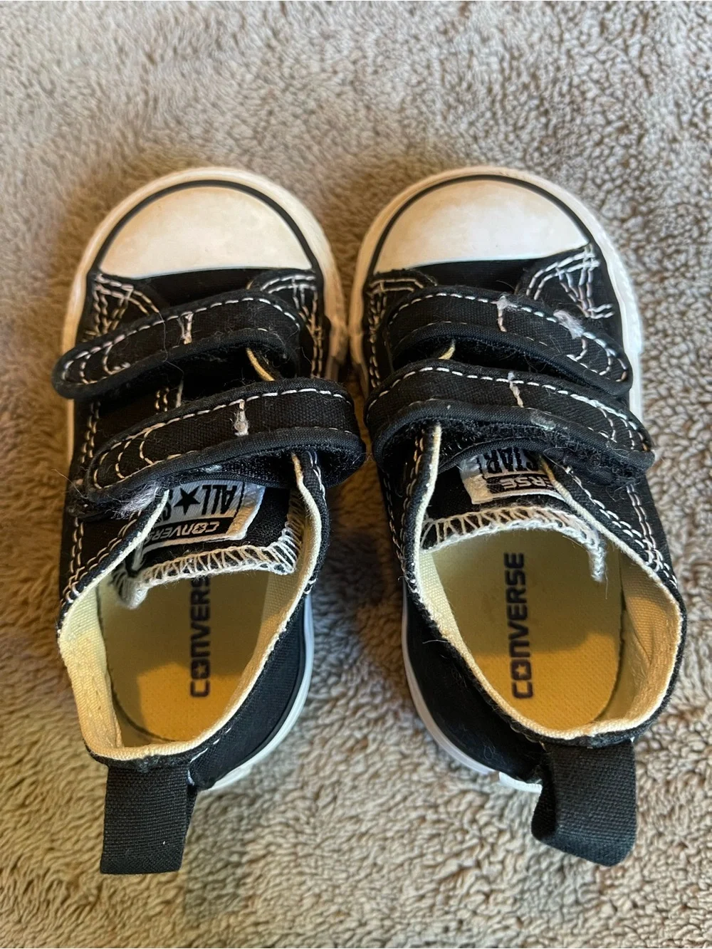 Converse Black Canvas Kids Sneakers with White Toe Caps